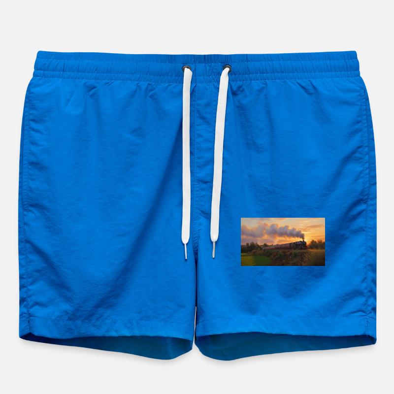 Sunset Steam Train - Swim Trunks - cobalt blue