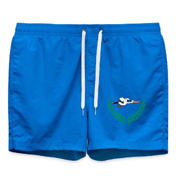 Süßer Storch im grünen Lorbeerkranz - Badeshorts - Cobalt blue - Vorne - AI Model Male 185 light (185cm)