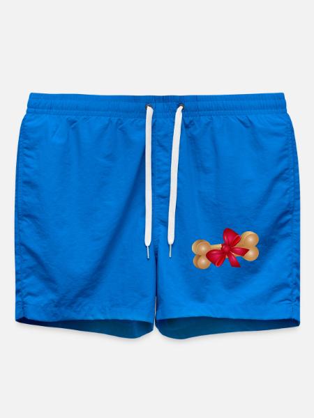 Gift Chew Bone with Red Ribbon - Swim Trunks - cobalt blue