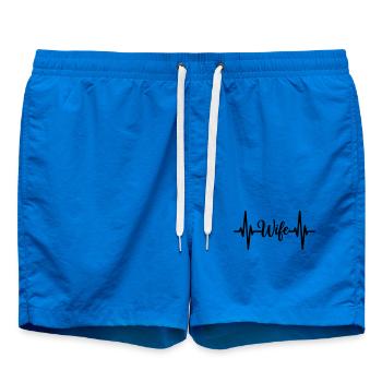 Conception du lettrage du battement de cœur de l’épouse - Short de bain - cobalt blue - Devant - AI Model Male 185 light (185cm)