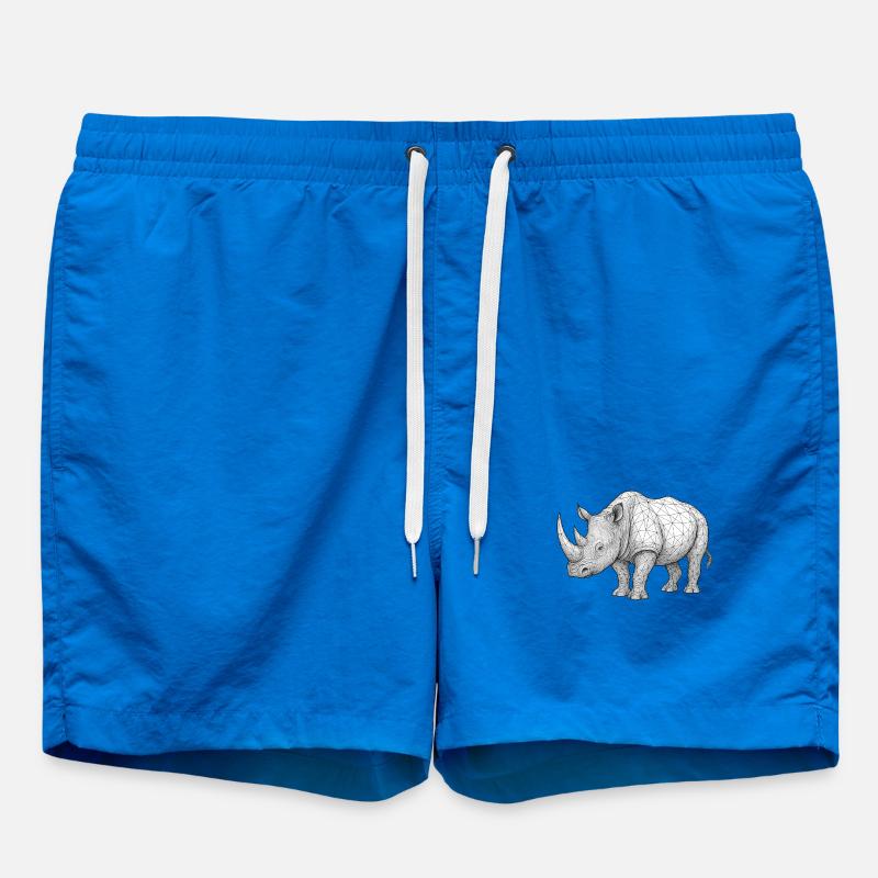 Rhino Wireframe Pattern - Swim Trunks - cobalt blue