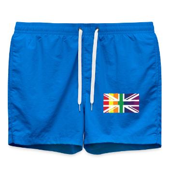 Rainbow Union Jack Pride - UK Flag LGBTQ+ Design - Badeshorts - Cobalt blue - Vorne - AI Model Male 185 light (185cm)