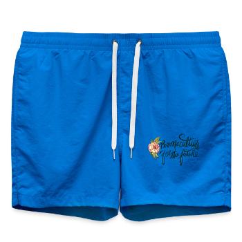 Permakultur-Zukunfts-Blumenemblem - Badeshorts - Cobalt blue - Vorne - AI Model Male 185 light (185cm)