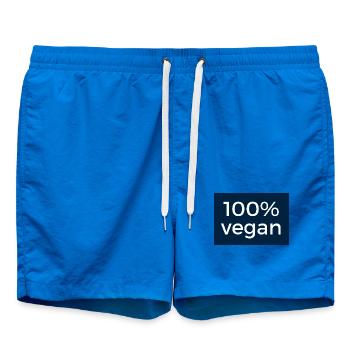 100 % vegan - design en bleu et blanc - Short de bain - cobalt blue - Devant - AI Model Male 185 light (185cm)