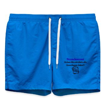 Standesamt Typo Hochzeitslook - Badeshorts - Cobalt blue - Vorne - AI Model Male 185 light (185cm)