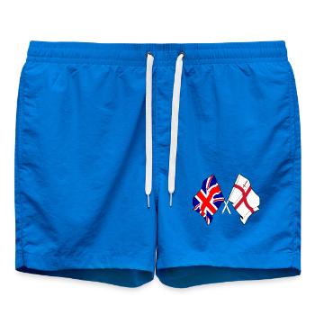 Drapeaux de la ville de Londres et de Grande-Bretagne - Short de bain - cobalt blue - Devant - AI Model Male 185 light (185cm)