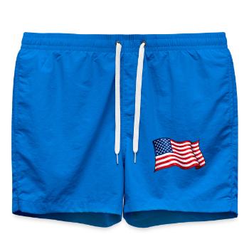 Motif de vague du drapeau américain - Short de bain - cobalt blue - Devant - AI Model Male 185 light (185cm)