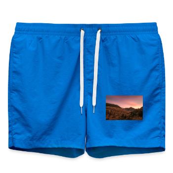 Lever de soleil alpin sur les montagnes Agrafa - Short de bain - cobalt blue - Devant - AI Model Male 185 light (185cm)