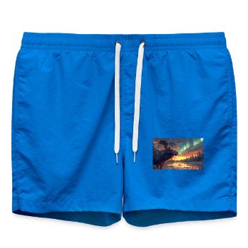 Elch unter Polarlichtern: Arktische Magie - Badeshorts - Cobalt blue - Vorne - AI Model Male 185 light (185cm)