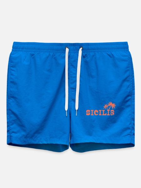 Sicilia Palm Island Sunset - Swim Trunks - cobalt blue