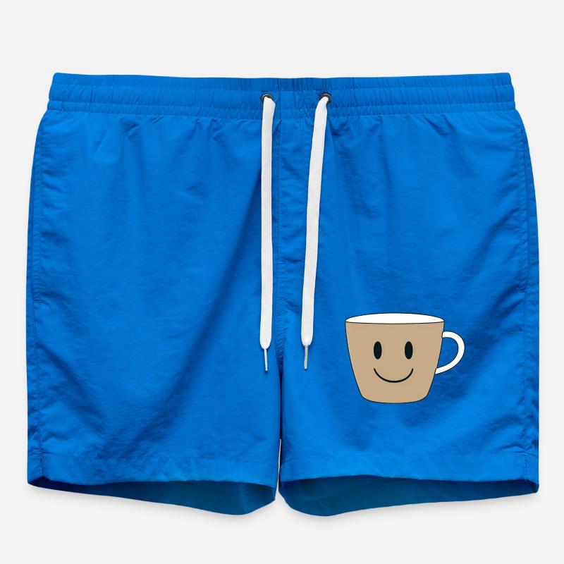 Smiling Coffee Mug Design - Swim Trunks - cobalt blue