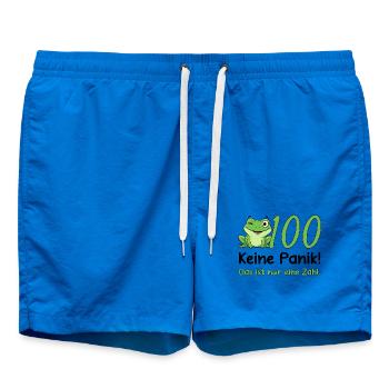 Design pour les 100 anniversaires – Ne paniquez pas ! Grenouille drôle - Short de bain - cobalt blue - Devant - AI Model Male 185 light (185cm)