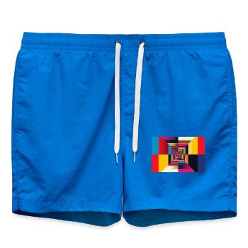 Geometrischer Tunnel-Regenbogen - Badeshorts - Cobalt blue - Vorne - AI Model Male 185 light (185cm)