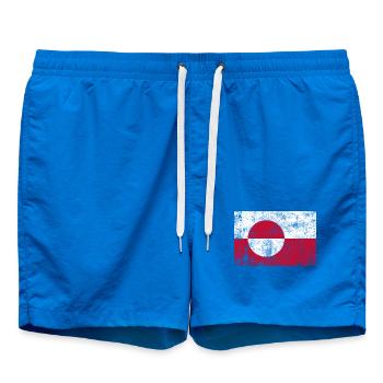 Groenland / Grönland Fahne Grunge Retro Vintage - Badeshorts - Cobalt blue - Vorne - AI Model Male 185 light (185cm)