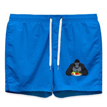 Cooler Gorilla mit Gemüseplatte Affe Motiv - Badeshorts - Cobalt blue - Vorne - AI Model Male 185 light (185cm)