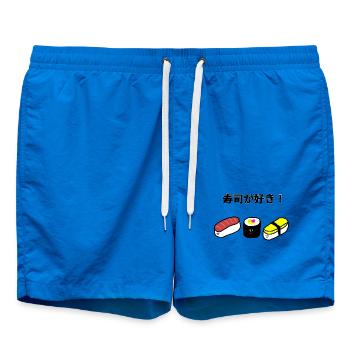 Sushi Kawaii  "J'aime les sushis" - Short de bain - cobalt blue - Devant - AI Model Male 185 light (185cm)