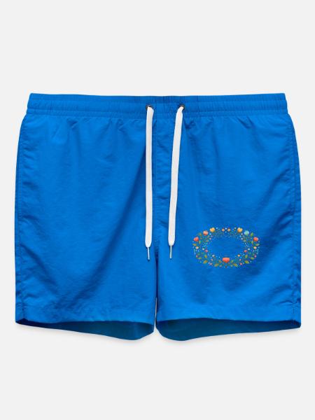 Floral Spring Frame with Flowers - Swim Trunks - cobalt blue