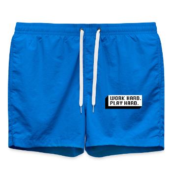 Travaille dur. Jouez fort. (Noir) - Short de bain - cobalt blue - Devant - AI Model Male 185 light (185cm)