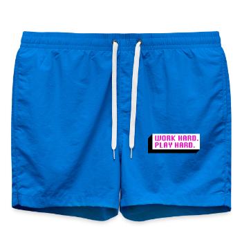 Work Hard. Play Hard. (Pink) - Badeshorts - Cobalt blue - Vorne - AI Model Male 185 light (185cm)