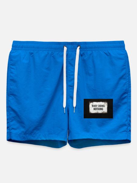 Busy Doing Nothing – Industrial Typo Design - Swim Trunks - cobalt blue