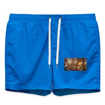 Lebensweisheiten am Kamin: Der weise Erzähler - Badeshorts - Cobalt blue - Vorne - AI Model Male 185 light (185cm)