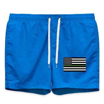 Ligne du drapeau américain vert militaire - Short de bain - cobalt blue - Devant - AI Model Male 185 light (185cm)