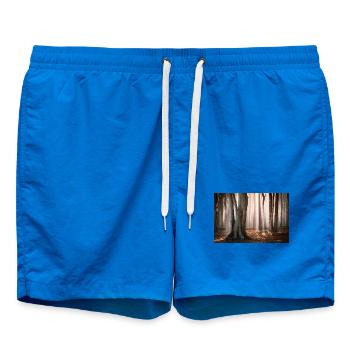 Waldlicht: Sonnenstrahlen im Nebelwald - Badeshorts - Cobalt blue - Vorne - AI Model Male 185 light (185cm)
