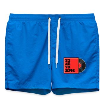 33 45 78 tours de disque vinyle design - Short de bain - cobalt blue - Devant - AI Model Male 185 light (185cm)