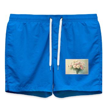 Bouquet floral pastel délicat - Short de bain - cobalt blue - Devant - AI Model Male 185 light (185cm)