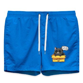 Schrodinger Cat Box Funny Cat - Swim Trunks - cobalt blue - Front