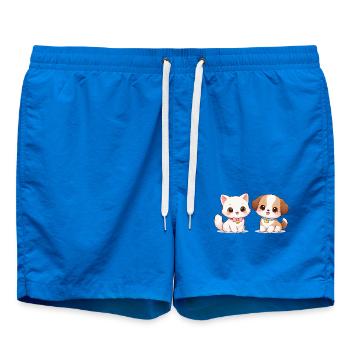 Hund Katze Comic - Badeshorts - Cobalt blue - Vorne - AI Model Male 185 light (185cm)