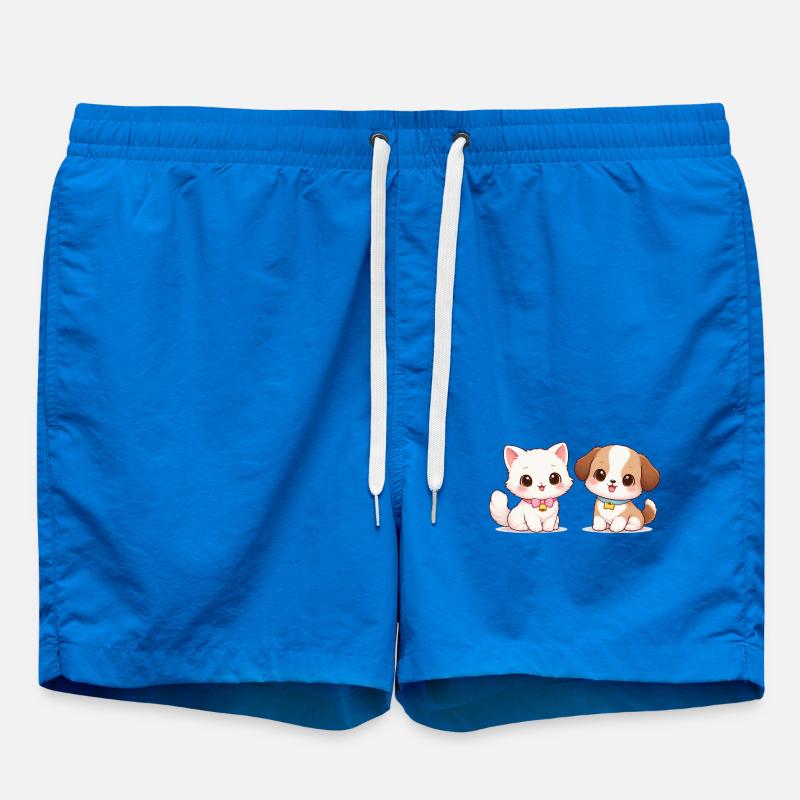 Dog Cat Comic - Swim Trunks - cobalt blue
