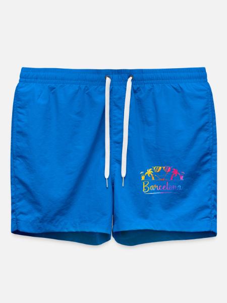 Barcelona Beach Palm Sunset - Swim Trunks - cobalt blue
