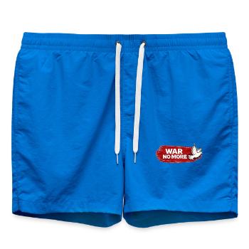 War No More – Sticker Peace & Humanity  - Short de bain - cobalt blue - Devant - AI Model Male 185 light (185cm)