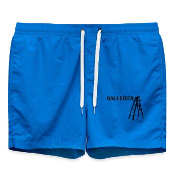 Bauleiter Typografie Baustellenstil - Badeshorts - Cobalt blue - Vorne - AI Model Male 185 light (185cm)
