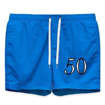 HAPPY BIRTHDAY. HAPPY BIRTHDAY. ANNIVERSARY. - Swim Trunks - cobalt blue - Front - AI Model Male 185 light (185cm)