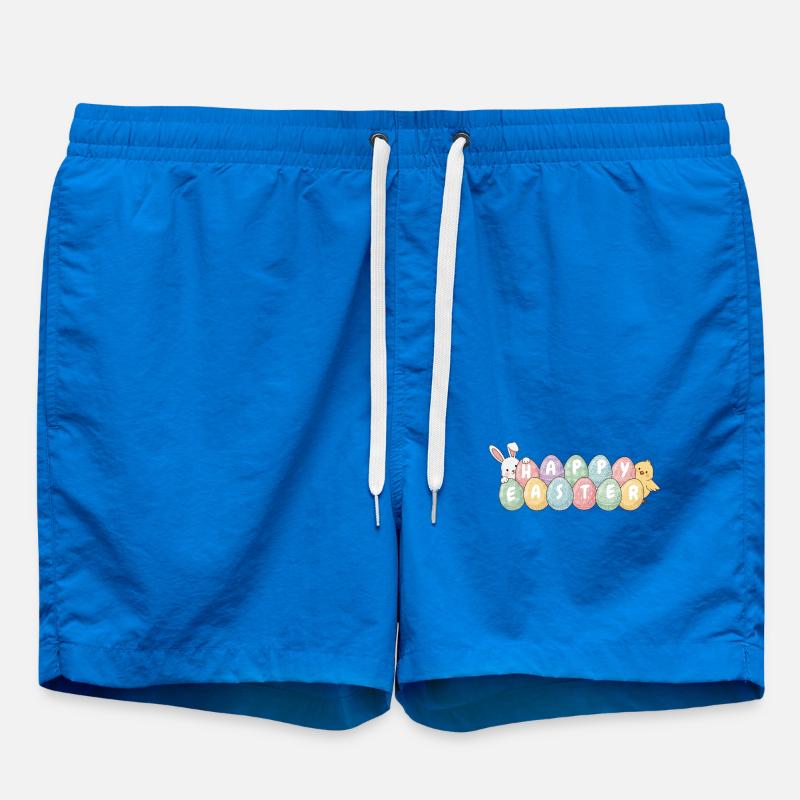 Cute Easter Bunny Chick and Eggs - Swim Trunks - cobalt blue
