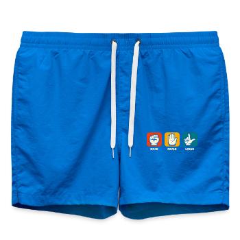 Stein-Papier-Verlierer-Sarkasmus Lustige Männer-Ve - Badeshorts - Cobalt blue - Vorne - AI Model Male 185 light (185cm)