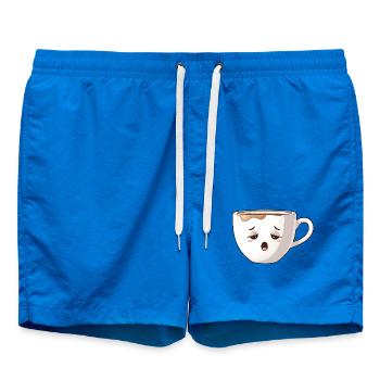 Müde Kaffeetasse Cute Coffee Motiv Kawaii - Badeshorts - Cobalt blue - Vorne - AI Model Male 185 light (185cm)