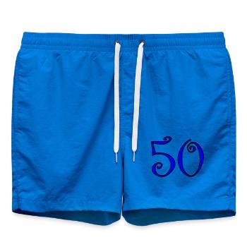 50. 50 JAHRE. 50-JÄHRIGES JUBILÄUM. 50-JÄHRIGES JUBILÄUM. - Badeshorts - Cobalt blue - Vorne - AI Model Male 185 light (185cm)