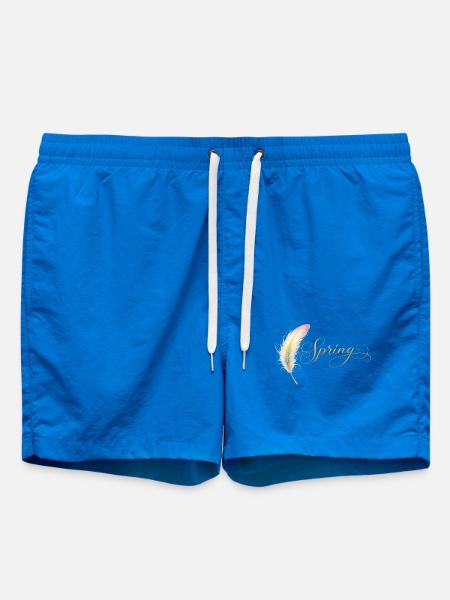 Spring Lettering with Feather Elegant Design - Swim Trunks - cobalt blue