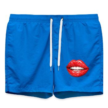 Lèvres rouges vives sourire - Short de bain - cobalt blue - Devant - AI Model Male 185 light (185cm)