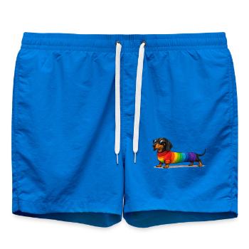 Chemise drôle de teckel arc-en-ciel - Short de bain - cobalt blue - Devant - AI Model Male 185 light (185cm)
