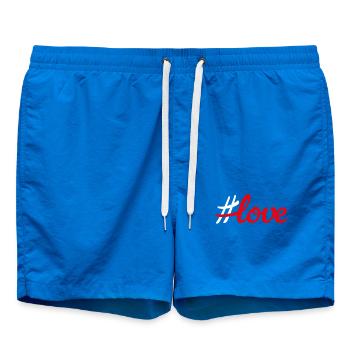 Hashtag Rouge Amour Écriture Minimaliste - Short de bain - cobalt blue - Devant - AI Model Male 185 light (185cm)