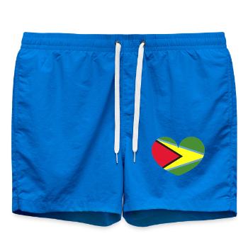 Drapeau du cœur du Guyana - Short de bain - cobalt blue - Devant - AI Model Male 185 light (185cm)