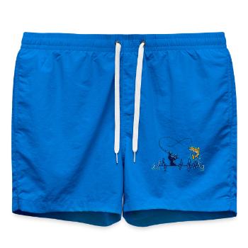Angler Herzschlag EKG Unendlichkeit Fisch - Badeshorts - Cobalt blue - Vorne - AI Model Male 185 light (185cm)