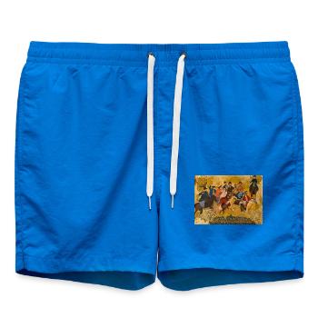 Buzkashi - Le jeu équestre traditionnel - Short de bain - cobalt blue - Devant - AI Model Male 185 light (185cm)