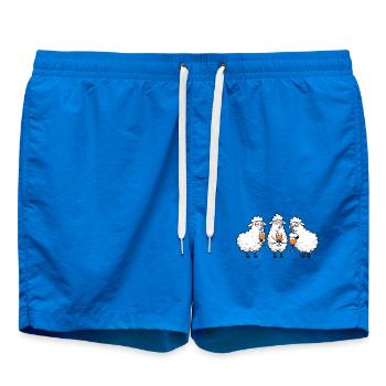 Trio de moutons buveurs - Short de bain - cobalt blue - Devant - AI Model Male 185 light (185cm)