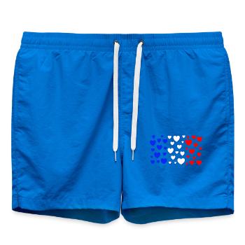 Frankreich_Herzen_blauer_Schatten_neu - Short de bain - cobalt blue - Devant - AI Model Male 185 light (185cm)