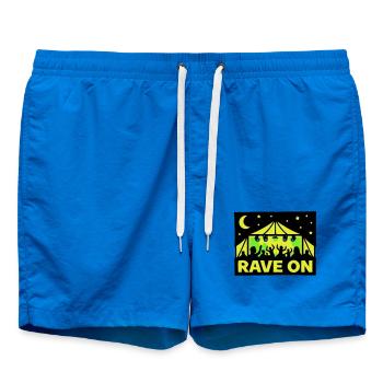 Rave On Festival Zelt Techno Party Crew - Badeshorts - Cobalt blue - Vorne - AI Model Male 185 light (185cm)